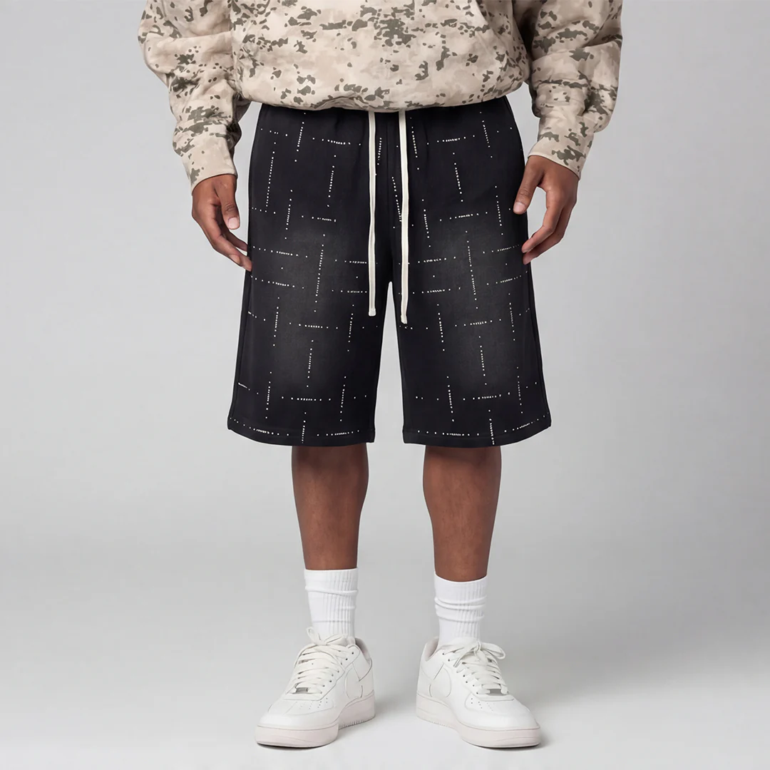 Draco Scattered Rhinestone Shorts - Image 3