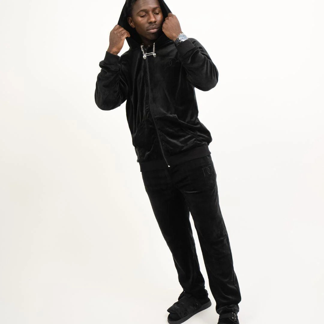 Draco Velour Tracksuit - Black - Image 8