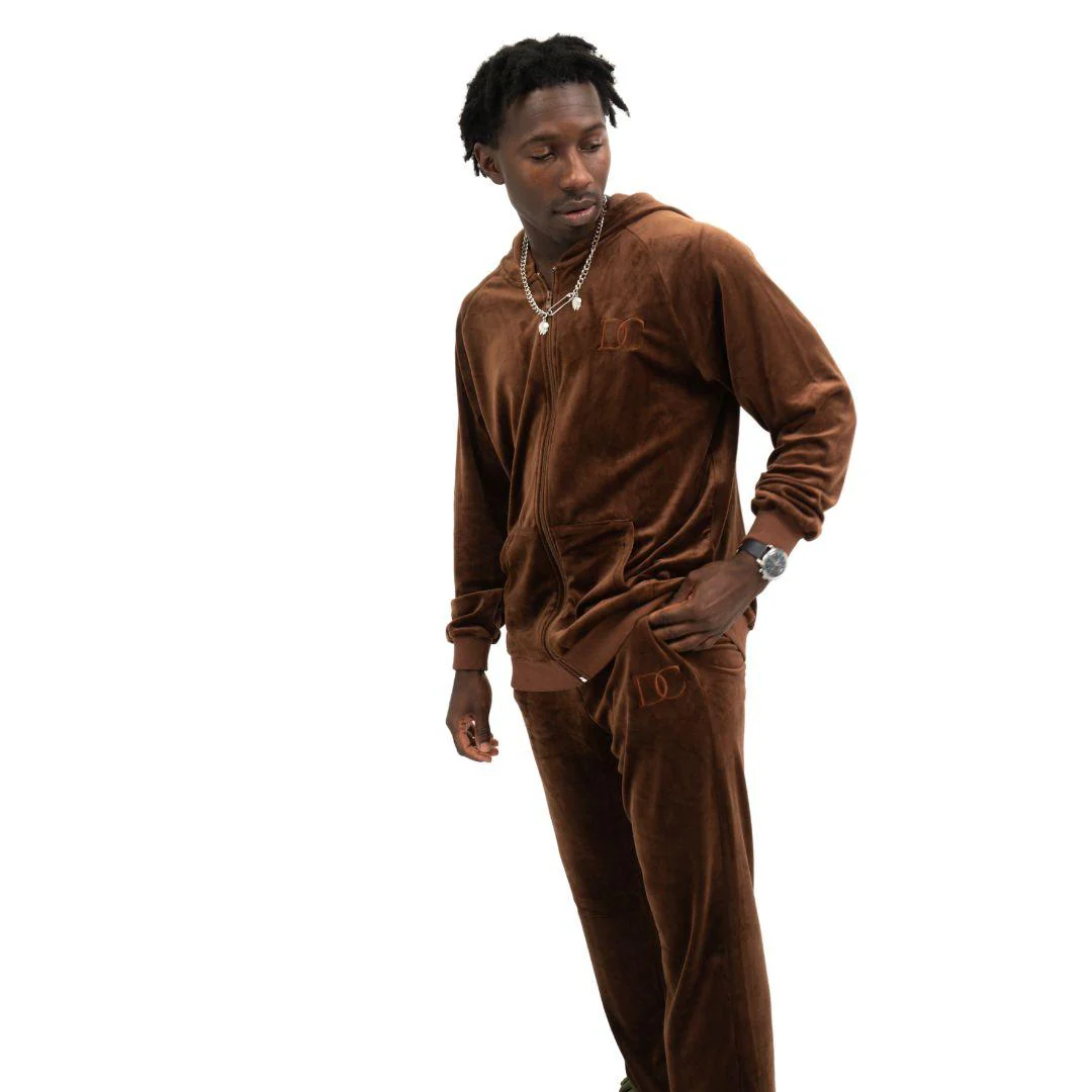 Draco Velour Tracksuit - Brown - Image 7