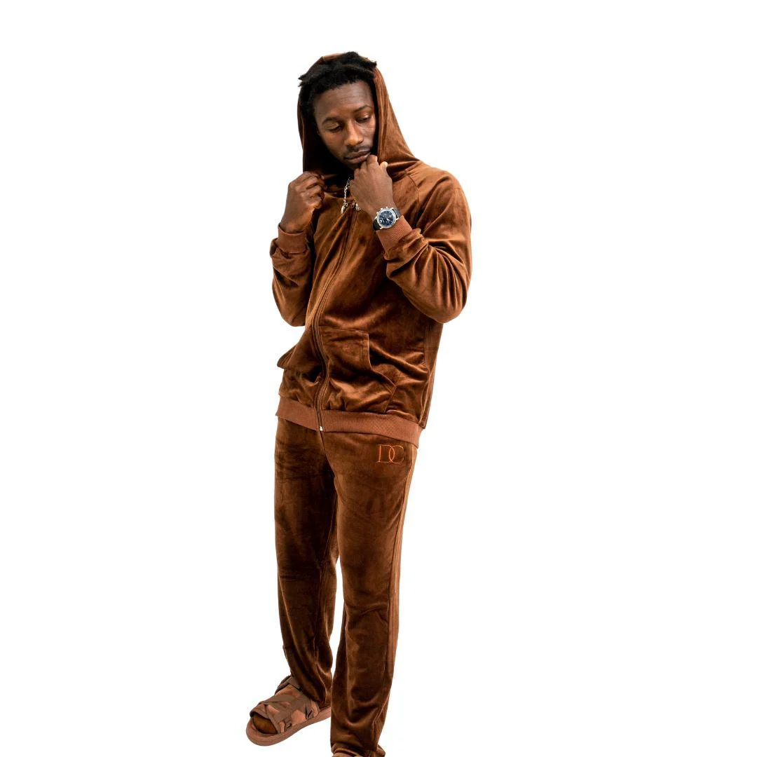 Draco Velour Tracksuit - Brown - Image 8