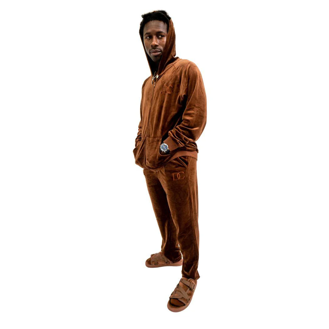 Draco Velour Tracksuit - Brown - Image 9