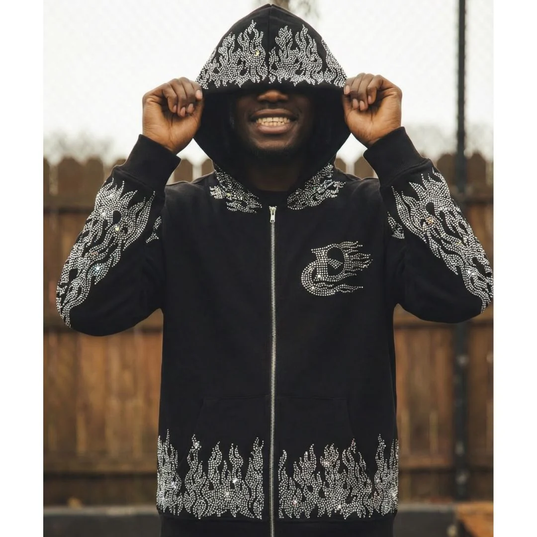 Flame Rhinestone Hoodie - Image 6